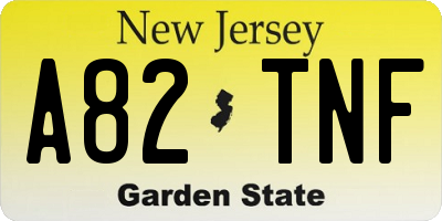 NJ license plate A82TNF