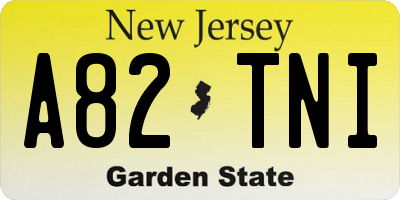NJ license plate A82TNI