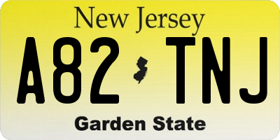 NJ license plate A82TNJ