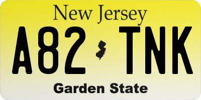 NJ license plate A82TNK