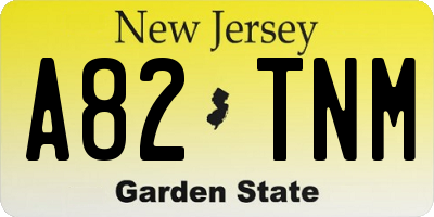 NJ license plate A82TNM