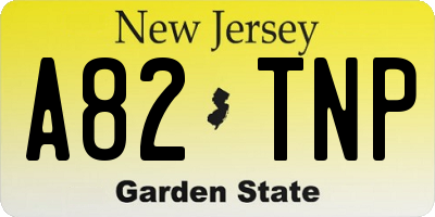 NJ license plate A82TNP