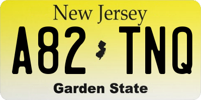 NJ license plate A82TNQ