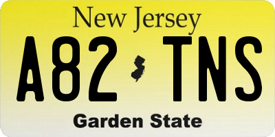 NJ license plate A82TNS