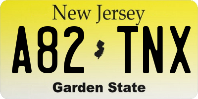 NJ license plate A82TNX