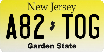 NJ license plate A82TOG