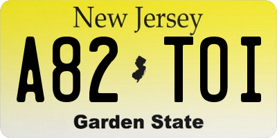 NJ license plate A82TOI