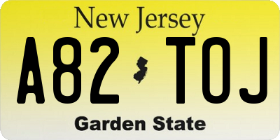 NJ license plate A82TOJ