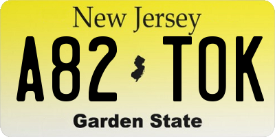NJ license plate A82TOK