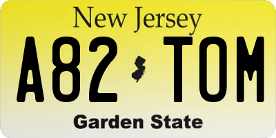 NJ license plate A82TOM