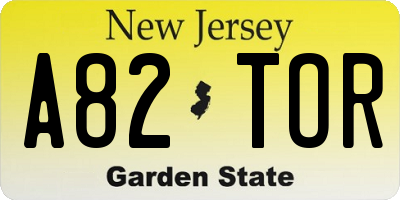 NJ license plate A82TOR
