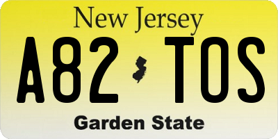 NJ license plate A82TOS