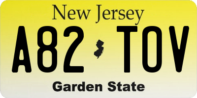 NJ license plate A82TOV