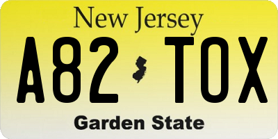NJ license plate A82TOX
