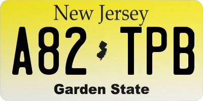NJ license plate A82TPB