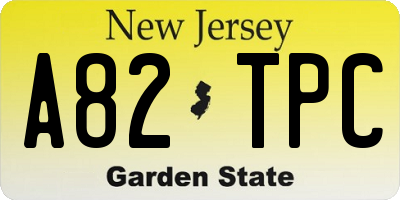 NJ license plate A82TPC