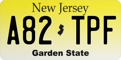 NJ license plate A82TPF