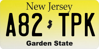 NJ license plate A82TPK