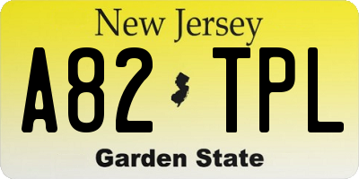 NJ license plate A82TPL