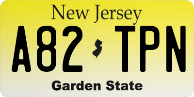 NJ license plate A82TPN