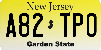 NJ license plate A82TPO