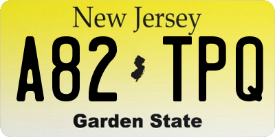 NJ license plate A82TPQ