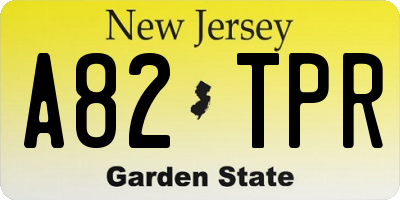 NJ license plate A82TPR