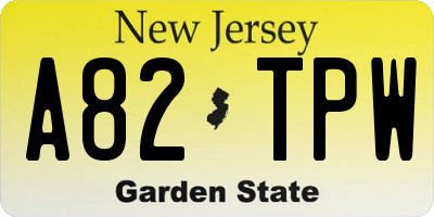 NJ license plate A82TPW