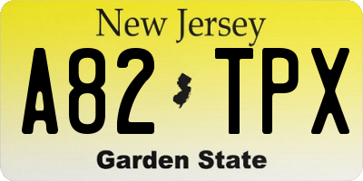 NJ license plate A82TPX