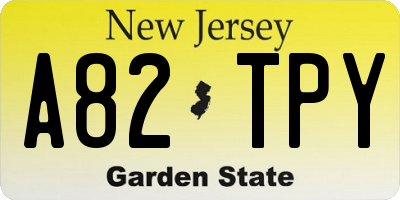 NJ license plate A82TPY