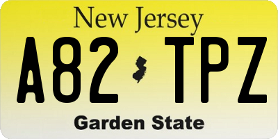 NJ license plate A82TPZ