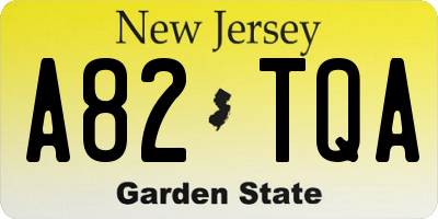 NJ license plate A82TQA