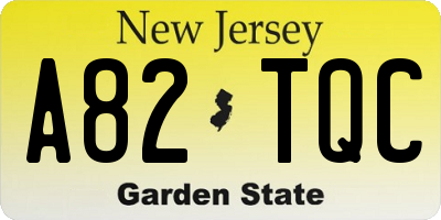 NJ license plate A82TQC