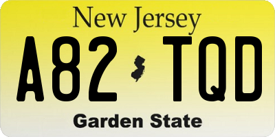NJ license plate A82TQD
