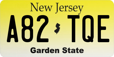 NJ license plate A82TQE