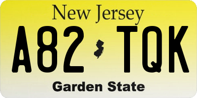 NJ license plate A82TQK