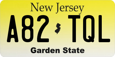 NJ license plate A82TQL