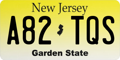 NJ license plate A82TQS