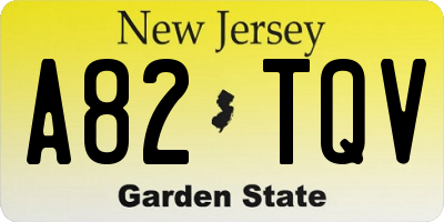 NJ license plate A82TQV