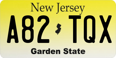 NJ license plate A82TQX