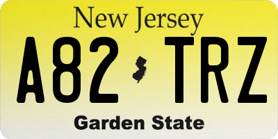 NJ license plate A82TRZ