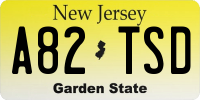 NJ license plate A82TSD