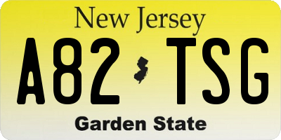 NJ license plate A82TSG