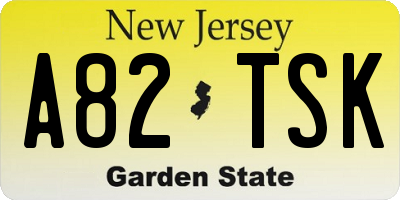 NJ license plate A82TSK