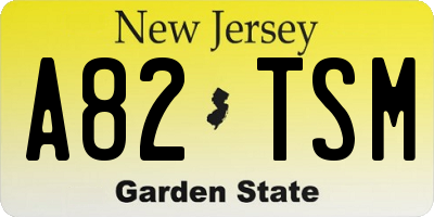 NJ license plate A82TSM