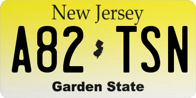 NJ license plate A82TSN