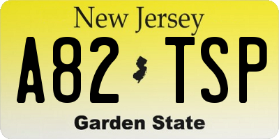 NJ license plate A82TSP