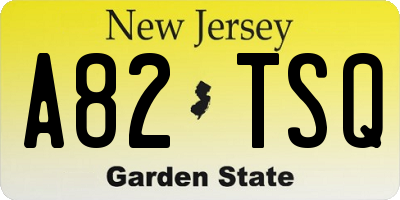 NJ license plate A82TSQ