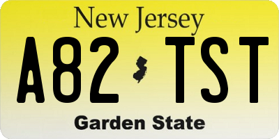 NJ license plate A82TST