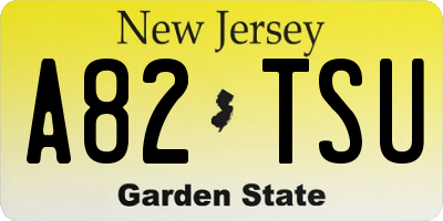 NJ license plate A82TSU